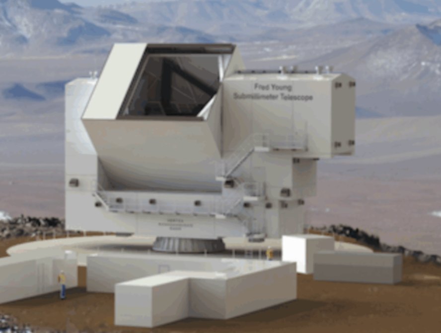 The Fred Young Submillimeter Telescope on Cerro Chajnantor (rendering)